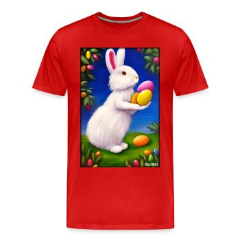 Rabbit Easter Easter Pet Easter Holiday - Men's Premium Organic T-Shirt - red - Front - Damien (186cm)