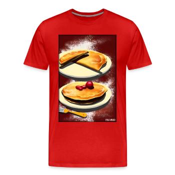 Pfannkuchen Frühstück Lecker Essen Backen Speise - Männer Premium Bio T-Shirt - Rot - Vorne - Damien (186cm)