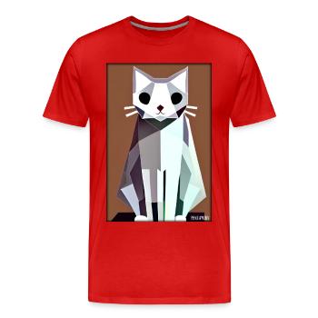 Katze Kater Polygon Tier Stubentiger Haustier - Männer Premium Bio T-Shirt - Rot - Vorne - Damien (186cm)