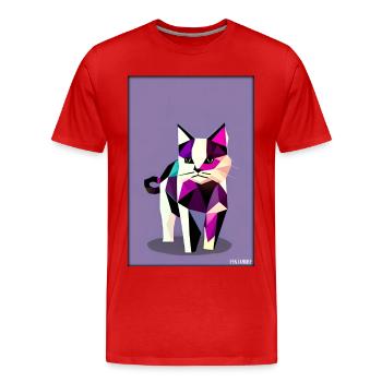 Katze Kater Polygon Tier Stubentiger Haustier - Männer Premium Bio T-Shirt - Rot - Vorne - Damien (186cm)