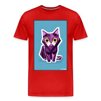 Katze Kater Polygon Tier Stubentiger Haustier - Männer Premium Bio T-Shirt - Rot - Vorne - Damien (186cm)