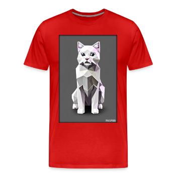 Katze Kater Polygon Tier Stubentiger Haustier - Männer Premium Bio T-Shirt - Rot - Vorne - Damien (186cm)