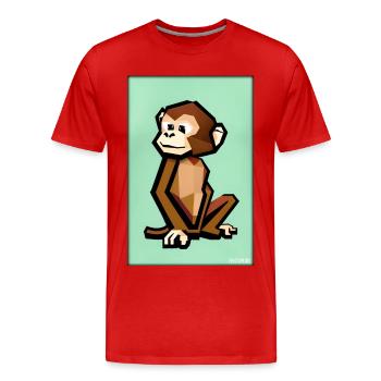 Singe Polygone Animaux Wilderness Zoo Afrique Safari - T-shirt bio Premium Homme - rouge - Devant - Damien (186cm)