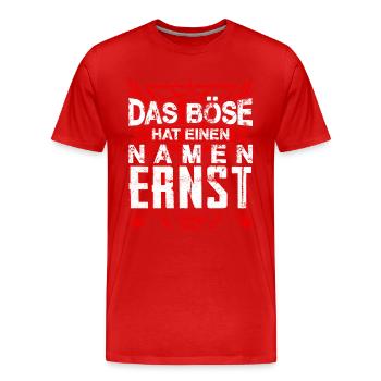 ERNST - Name - Männer Premium Bio T-Shirt - Rot - Vorne - Damien (186cm)