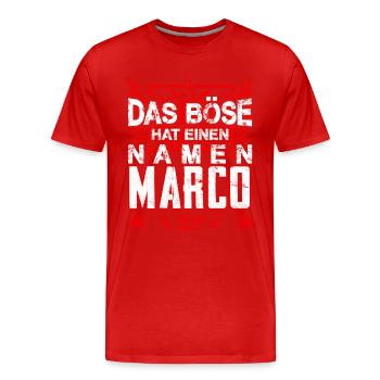 MARCO - Name - Männer Premium Bio T-Shirt - Rot - Vorne - Damien (186cm)