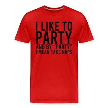 J’aime faire la fête - T-shirt bio Premium Homme - rouge - Devant - Damien (186cm)