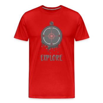 Découvrir - Pôle Nord - Boussole - Explorer design - T-shirt bio Premium Homme - rouge - Devant - Damien (186cm)