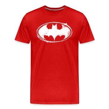 Batman Logo White Chalk - Men's Premium Organic T-Shirt - red - Front - Damien (186cm)
