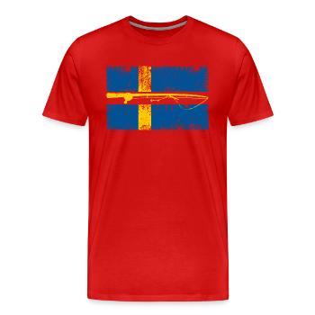 Pêcheur de drapeau de la Suède et pêcheur suédois - T-shirt bio Premium Homme - rouge - Devant - Damien (186cm)