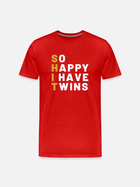 Twin Papa Twins Father Pregnancy - Men's Premium Organic T-Shirt - red