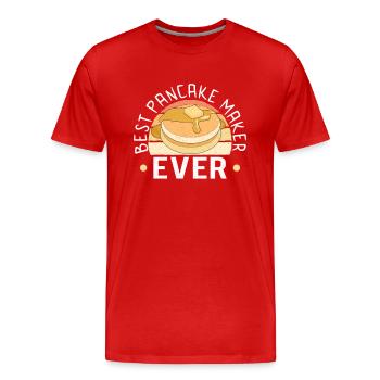 Pancake Maker Pancake Lover Funny Waffle - Men's Premium Organic T-Shirt - red - Front - Damien (186cm)
