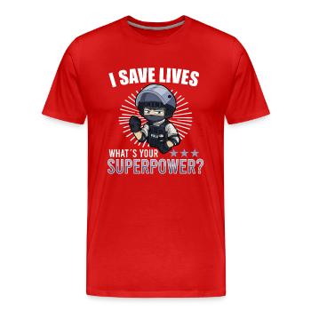 Police Cop Officer Police Office - Men's Premium Organic T-Shirt - red - Front - Damien (186cm)