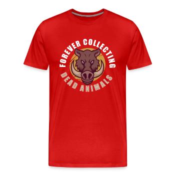Trophée de chasse à la taxidermie drôle - T-shirt bio Premium Homme - rouge - Devant - Damien (186cm)