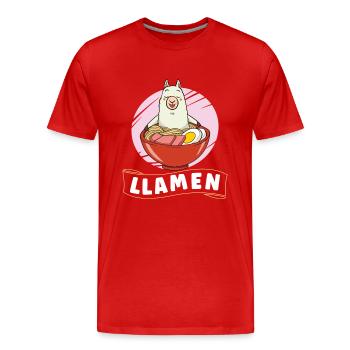 Ramen Fan Cuisine Japonaise Llama Llamas Cadeau - T-shirt bio Premium Homme - rouge - Devant - Damien (186cm)