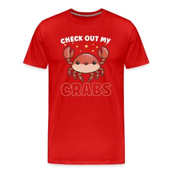 Crabe Crabe Crevettes Chuchoteur Crabe Chasseur Pêcheur - T-shirt bio Premium Homme - rouge - Devant - Damien (186cm)