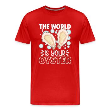 Amateurs d’huîtres Drôle d’huîtres Shucker d’huîtres - T-shirt bio Premium Homme - rouge - Devant - Damien (186cm)