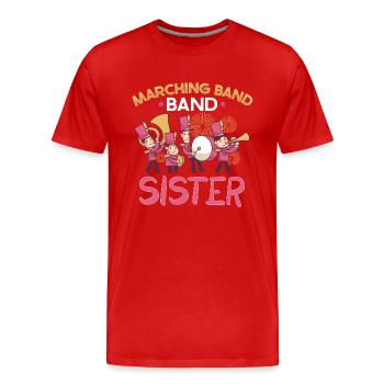 Marching Band Clarinetist School Rehearsal Music - Men's Premium Organic T-Shirt - red - Front - Damien (186cm)