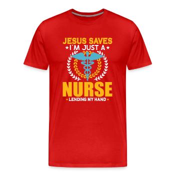 Infirmière Infirmière Clinique Paramédicale - T-shirt bio Premium Homme - rouge - Devant - Damien (186cm)