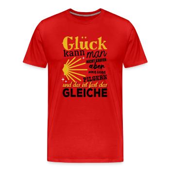 Glück kann man nicht kaufen aber man kann Pilgern - Männer Premium Bio T-Shirt - Rot - Vorne - Damien (186cm)