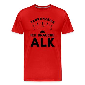 Tank leer - Ich brauche Alk - Sauf Spruch - Männer Premium Bio T-Shirt - Rot - Vorne - Damien (186cm)