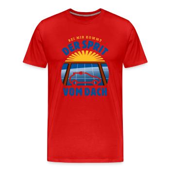 Bei mir kommt der Sprit vom Dach - Photovoltaik - Männer Premium Bio T-Shirt - Rot - Vorne - Damien (186cm)