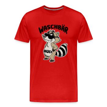 Waschbär Bauch - Waschbrett Bauch Cartoon - Männer Premium Bio T-Shirt - Rot - Vorne - Damien (186cm)