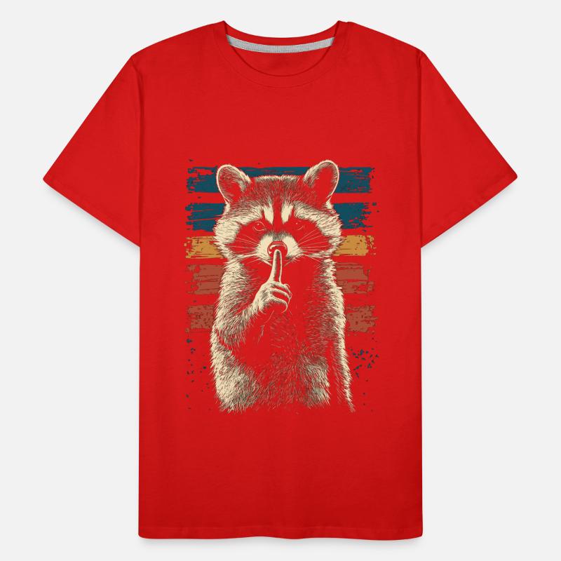 raton laveur avec le doigt devant sa bouche T-shirt bio Premium Homme