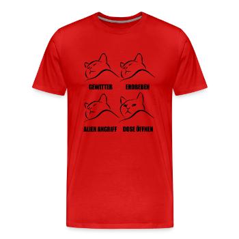 Katze - selektive Wahrnehmung - Spruch - Männer Premium Bio T-Shirt - Rot - Vorne - Damien (186cm)