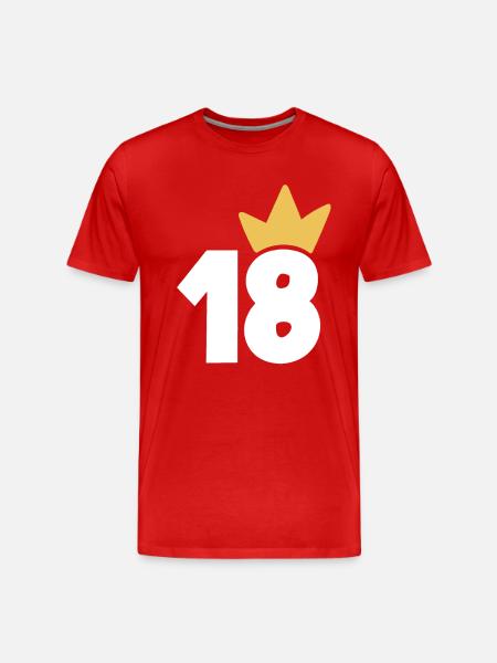 18 Krone Nummer 18 - Männer Premium Bio T-Shirt - Rot