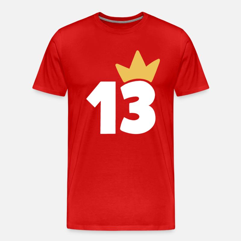 13 Krone Nummer 13 - Männer Premium Bio T-Shirt - Rot
