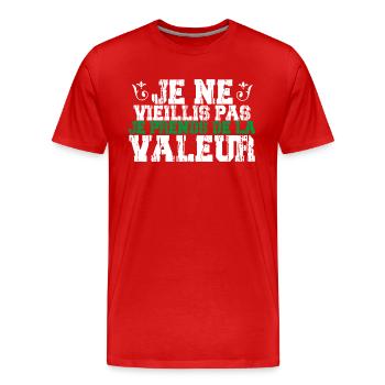 Je ne vieillis pas cadeau - T-shirt bio Premium Homme - rouge - Devant - Damien (186cm)