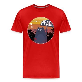 Drôle de chat - T-shirt bio Premium Homme - rouge - Devant - Damien (186cm)