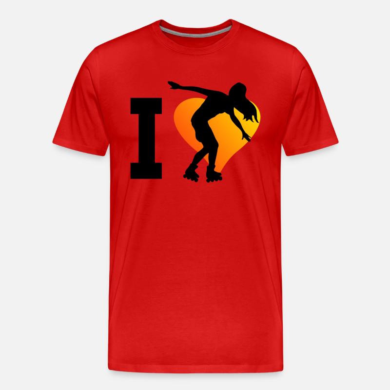 Rollerskate Roller Skating Rollschuhlaufen - Männer Premium Bio T-Shirt - Rot