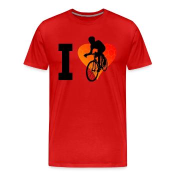 Vélo de route Hommes Vélo de route Vélo de route Vélo de route - T-shirt bio Premium Homme - rouge - Devant - Damien (186cm)