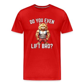Est-ce que tu soulèves même mon frère ? - Conception de chat - T-shirt bio Premium Homme - rouge - Devant - Damien (186cm)