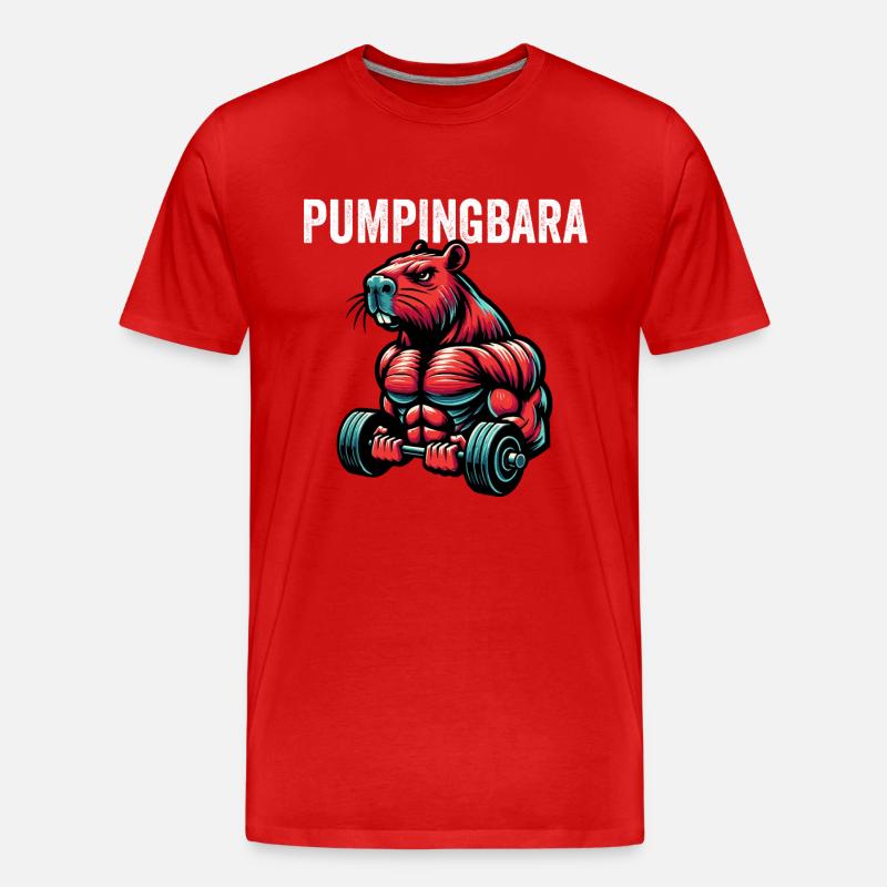 Pumpingbara - Capybara - Männer Premium Bio T-Shirt - Rot