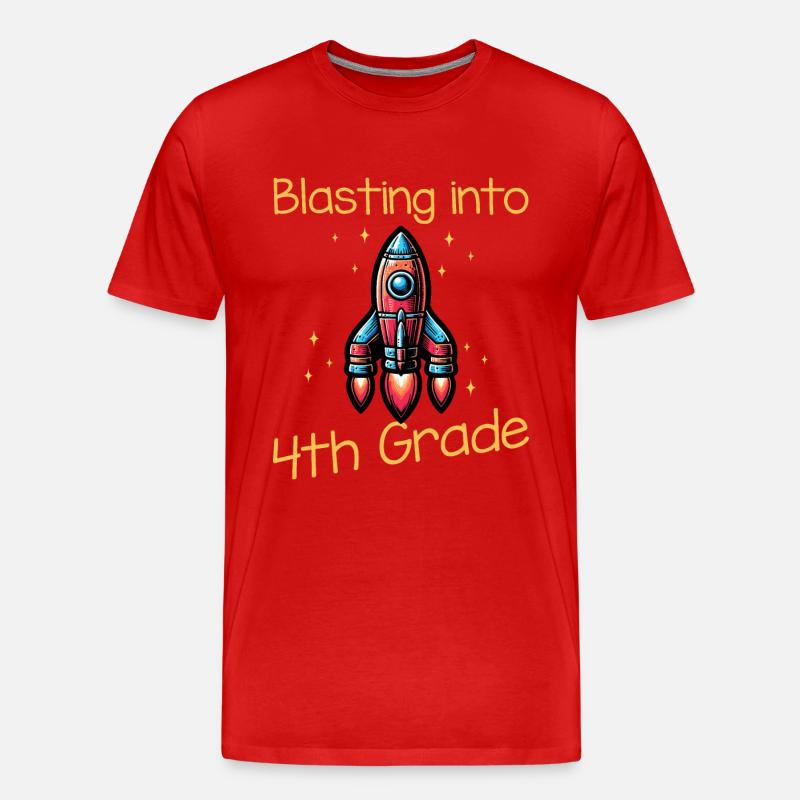 Blasting Into 4th Grade - Männer Premium Bio T-Shirt - Rot
