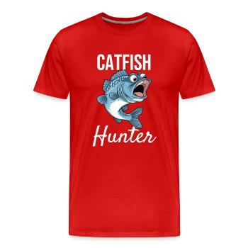 Chasseur de poisson-chat - T-shirt bio Premium Homme - rouge - Devant - Damien (186cm)