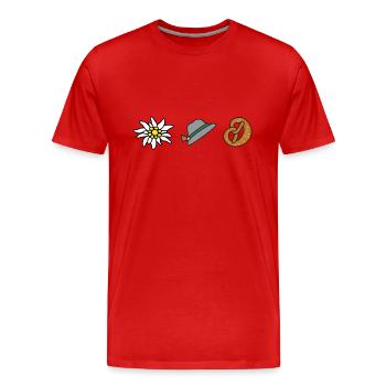 Edelweiß Trio - Männer Premium Bio T-Shirt - Rot - Vorne - Damien (186cm)