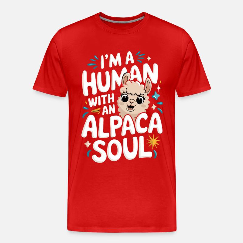 Alpaka Llama - Männer Premium Bio T-Shirt - Rot