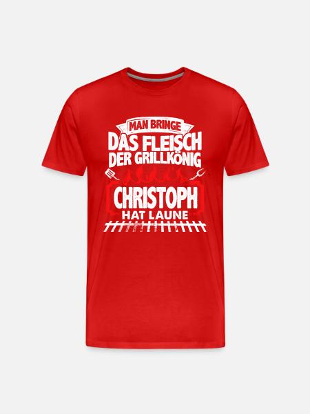CHRISTOPH - Grill - Männer Premium Bio T-Shirt - Rot