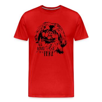 Aimé par un chien pékinois de Pékin Dicton - T-shirt bio Premium Homme - rouge - Devant - Damien (186cm)