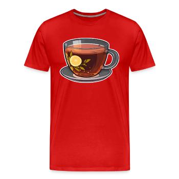 Tee Tasse Glas Zitrone Warm Wasser Blätter Warm - Männer Premium Bio T-Shirt - Rot - Vorne - Damien (186cm)