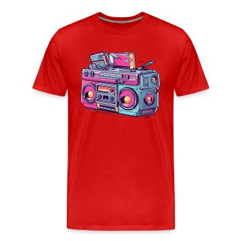 Retro Radio Tape Cassette Vintage - Men's Premium Organic T-Shirt - red - Front - Damien (186cm)