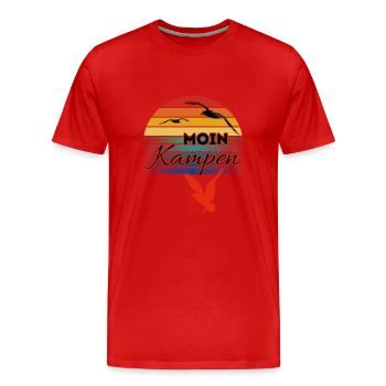 Moin Kampen avec mouette dans le style rétro-Sylt-Kampen - T-shirt bio Premium Homme - rouge - Devant - Damien (186cm)