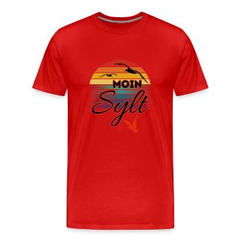 Moin Sylt avec mouette dans le style rétro Island Sylt - T-shirt bio Premium Homme - rouge - Devant - Damien (186cm)