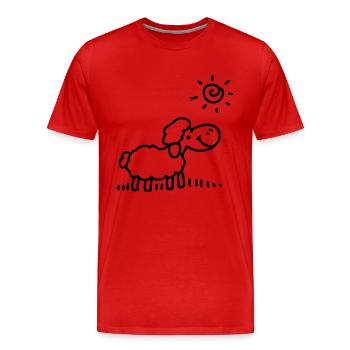 Moutons soleil - ligne - T-shirt bio Premium Homme - rouge - Devant - Damien (186cm)