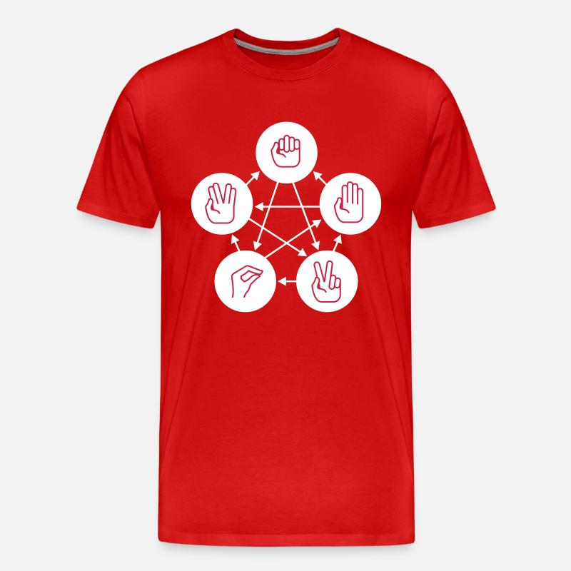 Schere, Stein, Papier, Echse & Spock - Männer Premium Bio T-Shirt - Rot