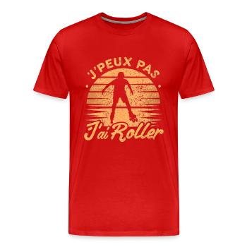 Je peux pas j’ai roller - T-shirt bio Premium Homme - rouge - Devant - Damien (186cm)