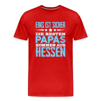 HESSEN - papa - Männer Premium Bio T-Shirt - Rot - Vorne - Damien (186cm)